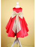 Red Satin Tulle High Low Flower Girl Dress